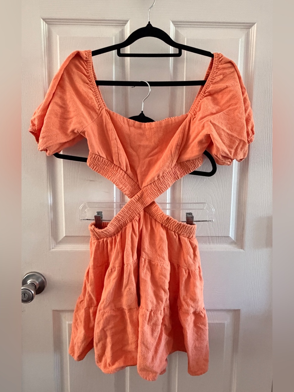 ILLA ILLA Orange Cutout Puff Sleeve Mini Dress Medium
